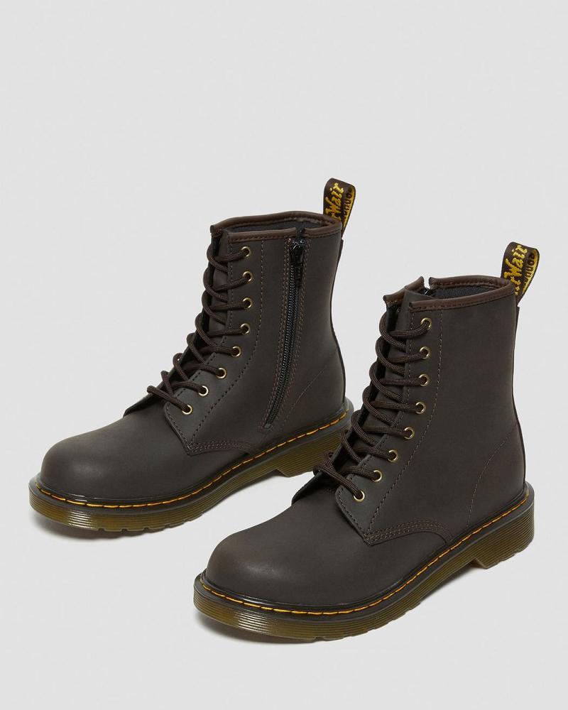 Dr Martens Youth 1460 Wildhorse Leren Veterlaarzen Kinderen Donkerbruin | NL 10EBC